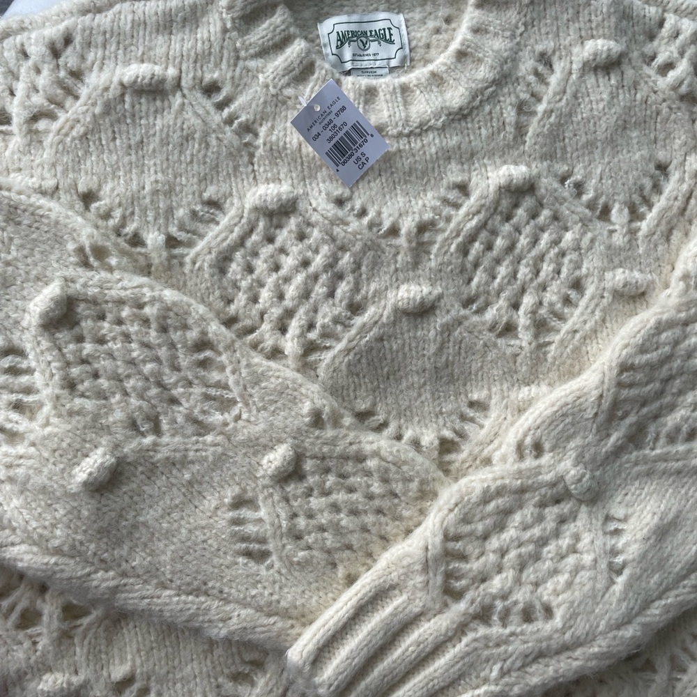 American Eagle Outfitters Women's Ivory Knit Sweater